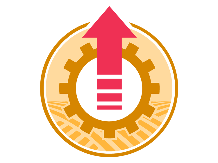 Performance and Business Excellence division icon depicting a red arrow pointing up